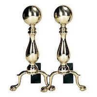 Solid Brass Medium Ball Fireplace Andirons by The Adams Company