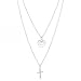 Sterling Silver Heart and Cross Double Strand Necklace, 18