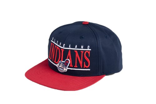 MLB Men's Cleveland Indians Nineties Snapback Cap (Navy/Red, Adjustable)