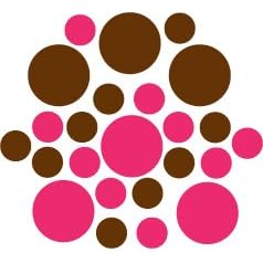 Set of 30 - Chocolate Brown / Hot Pink Circles Polka Dots Vinyl Wall Graphic Decals Stickers