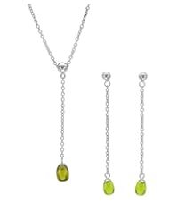 Sterling Silver Simulated Gems Women Jewelry Set. Length 55 in. Total Item weight 1.8 g.