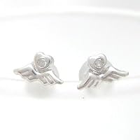 Sunday-pompom K14WG ダイヤピアス ハート&ウイングデザイン ケース付き