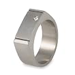 Brushed and Polished Titanium Ring with Cubic Zirconia (7.9 mm) - Sizes 8 - 13