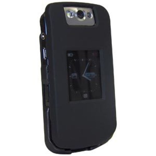 Amzer Rubberized Snap On Crystal Hard Case for BlackBerry Flip Pearl 8220 (Black)