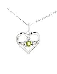 August - Peridot Birthstone Claddagh Pendant