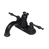 〔INK-030304６H〕　４インチ混合水栓（三つ穴混合水栓・水栓金具・洗面台用蛇口）ブラック（黒）