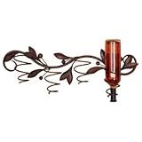 display Horizontal Hanging Metal Wall Wine Bottle Holder with Olive/Leaf Design