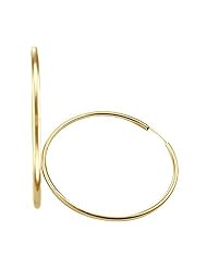 14k Yellow Gold Large Hoop Huggie Earrings New 2.25"