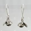 Hanging Flower Blossom Dangle Earrings in Sterling Silver, #9482
