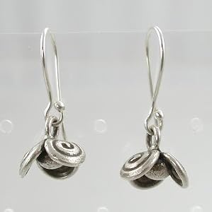 Hanging Flower Blossom Dangle Earrings in Sterling Silver, #9482