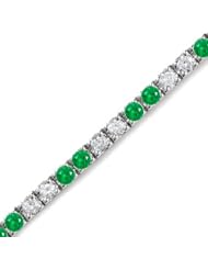 5 CT Emerald & Diamond Bracelet 14K White Gold