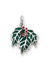 Sterling Silver Rhod Enameled Mistletoe Charm QC3792"