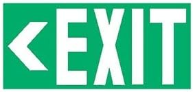 Exit Sign, 10 x 21In, Glow/GRN, Exit, ENG