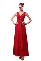 V-neck Applique Chiffon Evening Dress/Prom Dress 