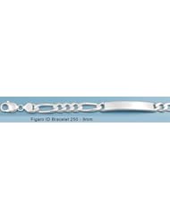 Sterling Silver Italian Id Figaro 250 Gauge Bracelet 8"