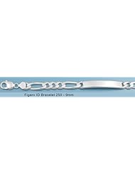 Sterling Silver Italian Id Figaro 250 Gauge Bracelet 10"