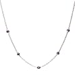 14k White Gold Natural Sapphire 5 Station Pendant 18" & 16" Jump Ring Ct.tw 1.05