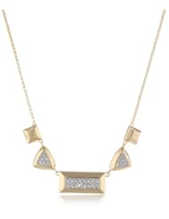 Bronze and 18k Yellow Gold Plated Two-Tone Swarovski Crystal Multi-Geometric Shaped Necklace, 18"+1" Extender