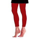 SOLID RED ULTRA STRETCHY SEMI OPAQUE FOOTLESS TIGHTS
