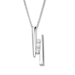 3 Diamond Pendant 1/2 ct. in 14K White Gold with Chain