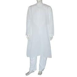 White Cotton Kurta Pajama Embroidered Clothes Chest :42 (chgkp112)