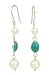 Sterling Silver with 4 Freshwater Pearl and 2 Turquoise Oval Cabochon Drop Earring