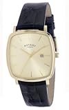 Image of Rotary Gold Plated Square Dial Black Leather Strap Watch