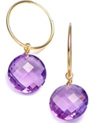 14k Endless Hoop Removable Double Face Round Amethyst (14.0.cts.tw.)