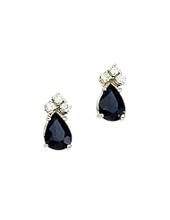 14K Yellow Gold Pear Sapphire and Diamond Earrings