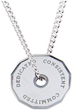 Women's Weight Plate Necklace - DEDICATED CONSISTENT COMMITTED- with 20" Curb Chain