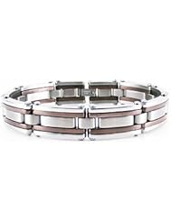 Stainless Steel Double Link Bracelet with Immerse Plating 08.50 Inch olished B890