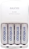 Sanyo Eneloop AA NiMH Pre-Charged Rechargable Batteries with Charger - 4 Pack