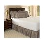 Queen Pewter Satin Ruffled Bed Skirt, 18" Drop