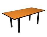 Polywood Euro All-Weather Rectangle Dining Table, Black with Orange Slats