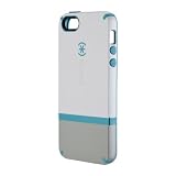Speck Products CandyShell Flip Dockable Case for iPhone 5 - Retail Packaging - White/Pebble Grey/Peacock Blue