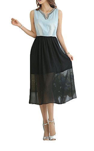 (ディーコッテ)D'Kotte レディース 春 ワンピース ワンピ ロング丈 マキシ Vネック ノースリーブ ビジュー リゾート ビーチ ドレス neaa173