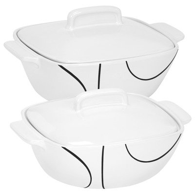 Corelle Simple Lines White Stoneware 2 Piece Casserole Set