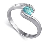 Solitaire .925 Sterling Silver Band Blue Topaz Cubic Zirconia Promise Ring