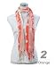 New Spring Dot with Floral Stripe Line Viscose Scarf, Orange