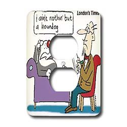 Londons Times Funny Medicine Cartoons - Dog At Shrink - Light Switch Covers - 2 plug outlet cover