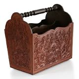 Leather magazine rack, 'Cinnamon Tree'