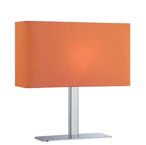 Metal Table Lamp  Orange Fabric Shade in Chrome 
