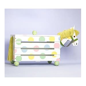 Darlin Dots Hand Painted Wood Horse Toy Box, Toy Chest