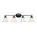Capital Lighting 1754BC-114 Towne and Country 4-Light Vanity Fixture, Basic Black with Soft White Glass