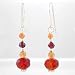 Garnet, Amber, Czechoslovakian Glass Bead and Sterling Silver Dangle Earrings, #8626