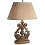 Maitland-Smith Carved Wood and Brass Table Lamp