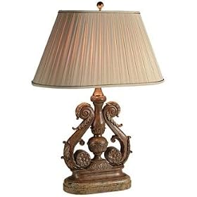 Maitland-Smith Carved Wood and Brass Table Lamp