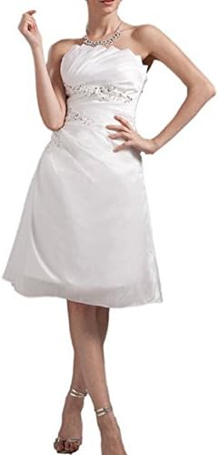 *maillsa satin strapless short wedding dress with beadings NT361