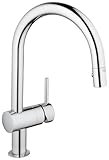 Grohe 32321 Minta Einhand-Sp&uuml;ltischbatterie, C-Auslauf, herausziehbare Sp&uuml;lbrause