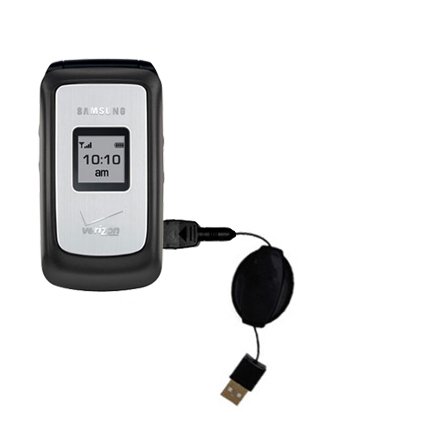 Retractable USB Cable for the Samsung Knack with Power Hot Sync and Charge capabilities - uses Gomadic TipExchange Technology